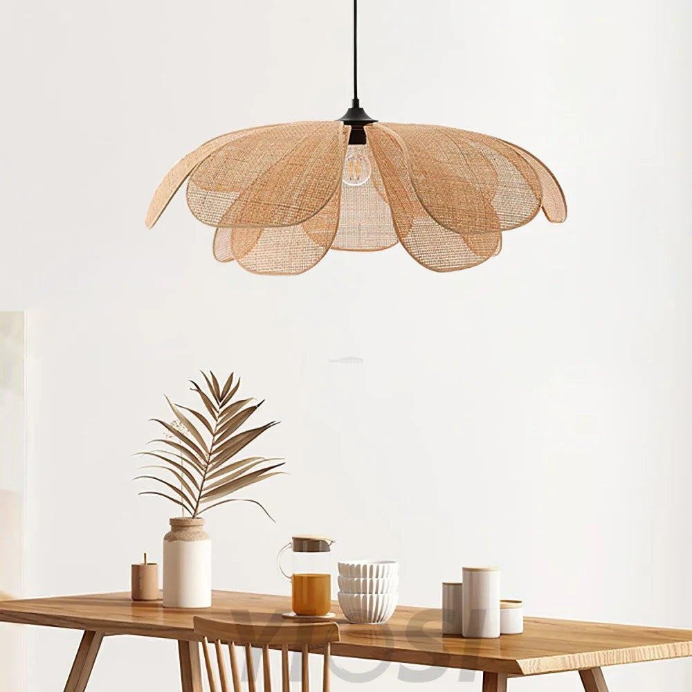 Rattan Petal Pendant - Nature rattan color & Black, Rattan-1-Yiosilamp