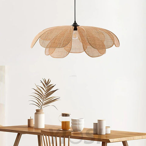 Rattan Petal Pendant - Nature rattan color & Black, Rattan-1-Yiosilamp