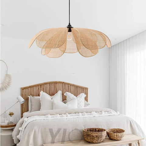 Rattan Petal Pendant - Nature rattan color & Black, Rattan-1-Yiosilamp