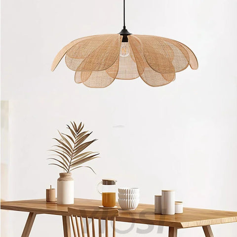 Rattan Petal Pendant - Nature rattan color & Black, Rattan-1-Yiosilamp