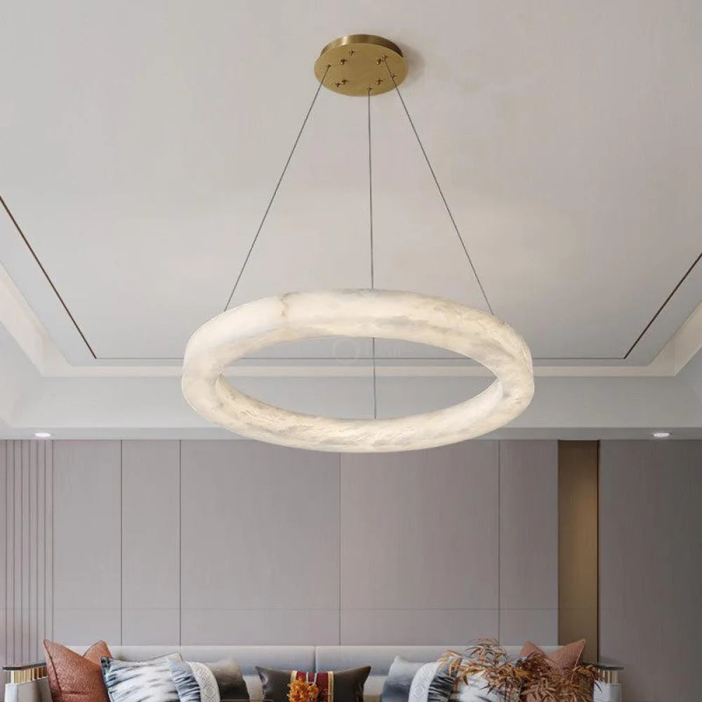 Real Alabaster Ring Chandelier Modern Circular 19.7’’ D