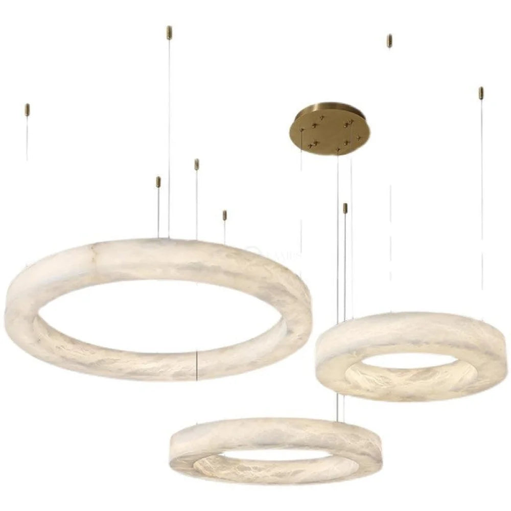 Real Alabaster Ring Chandelier Modern Circular 35.4’’ D