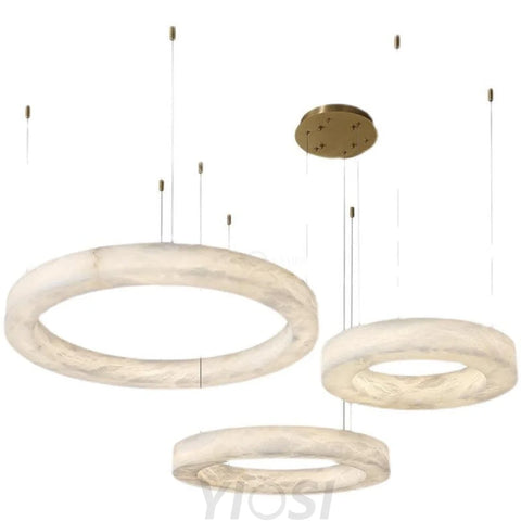 Real Alabaster Ring Chandelier Modern Circular 35.4’’ D