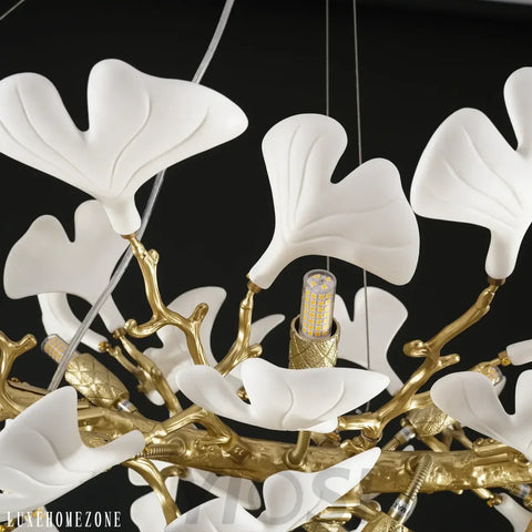 Rectangle Ceramic Ginkgo Leaf Chandelier 55’’ 55 IN Chandelier