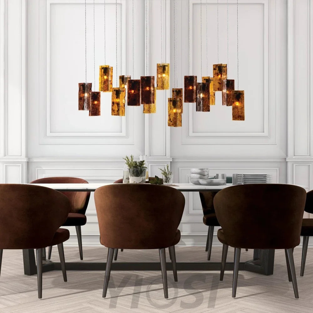 Rectangular  Glass  Pendant Chandelier Cluster - Cluster-1-Yiosilamp