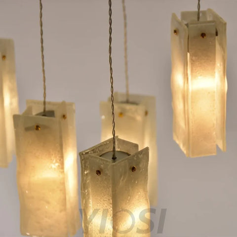 Rectangular  Glass  Pendant Chandelier Cluster - Cluster-1-Yiosilamp