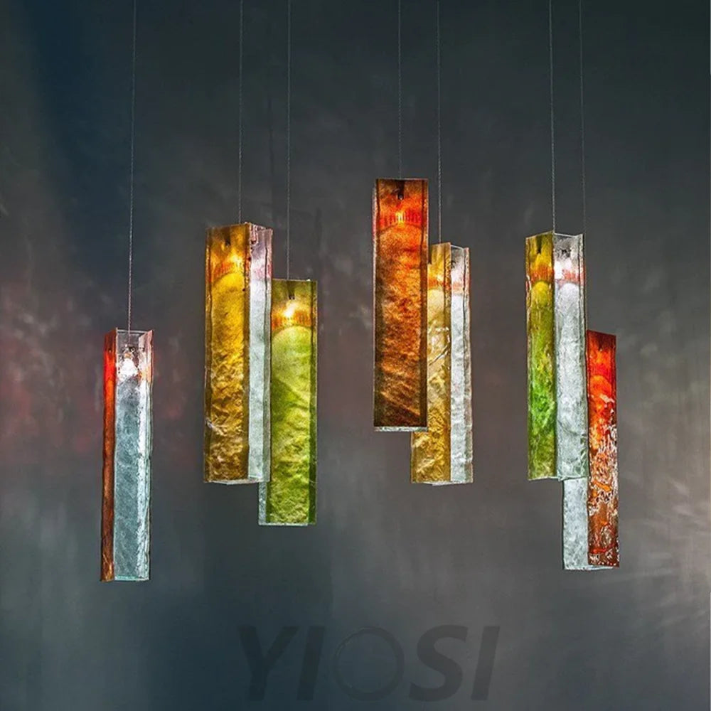 Rectangular  Glass  Pendant Chandelier Cluster - Cluster-1-Yiosilamp