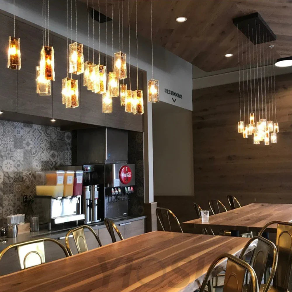 Rectangular  Glass  Pendant Chandelier Cluster - Cluster-1-Yiosilamp