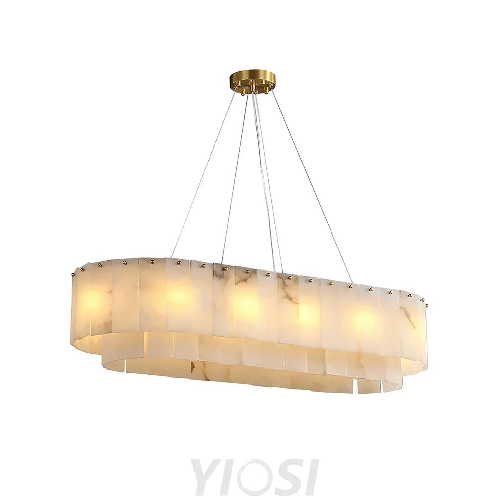 Rectangular Linear Alabaster Chandelier