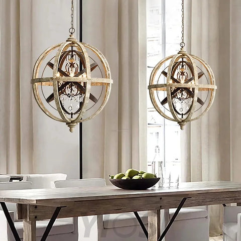 Retro Globe Weathered Chandelier Φ 11.8″ - Genteel-1-Yiosilamp