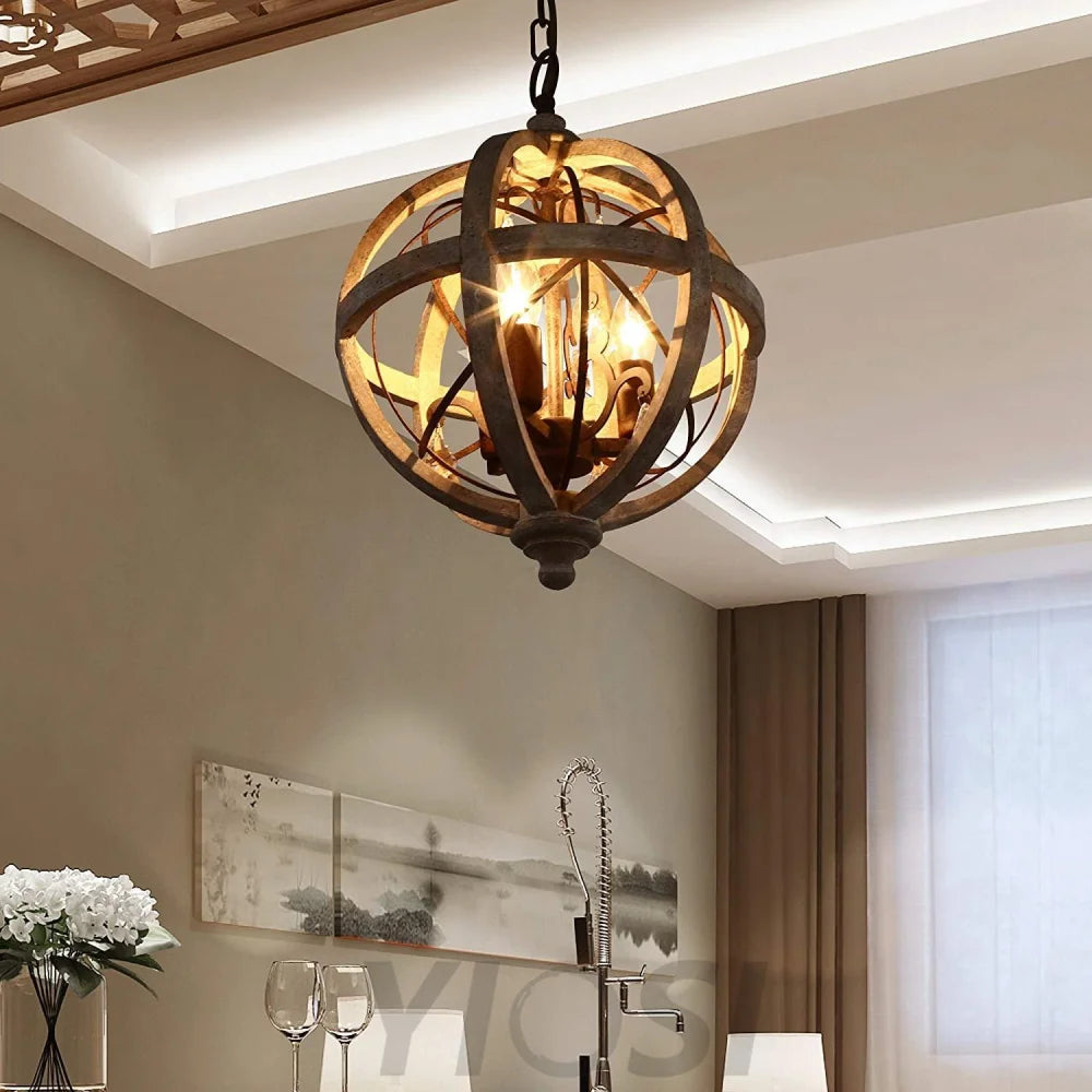 Retro Globe Weathered Chandelier Φ 11.8″ - Genteel-1-Yiosilamp