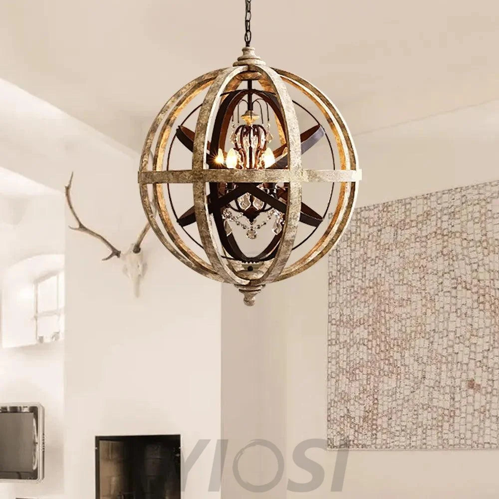 Retro Globe Weathered Chandelier Φ 11.8″ - Genteel-1-Yiosilamp