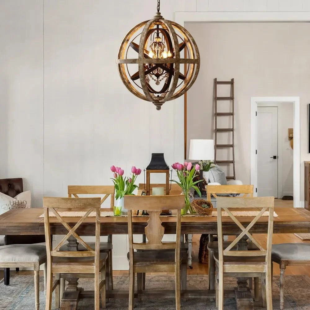 Retro Globe Weathered Chandelier Φ 11.8″ - Genteel-1-Yiosilamp