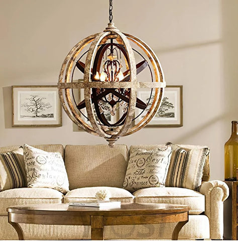 Retro Globe Weathered Chandelier Φ 11.8″ - Genteel-1-Yiosilamp
