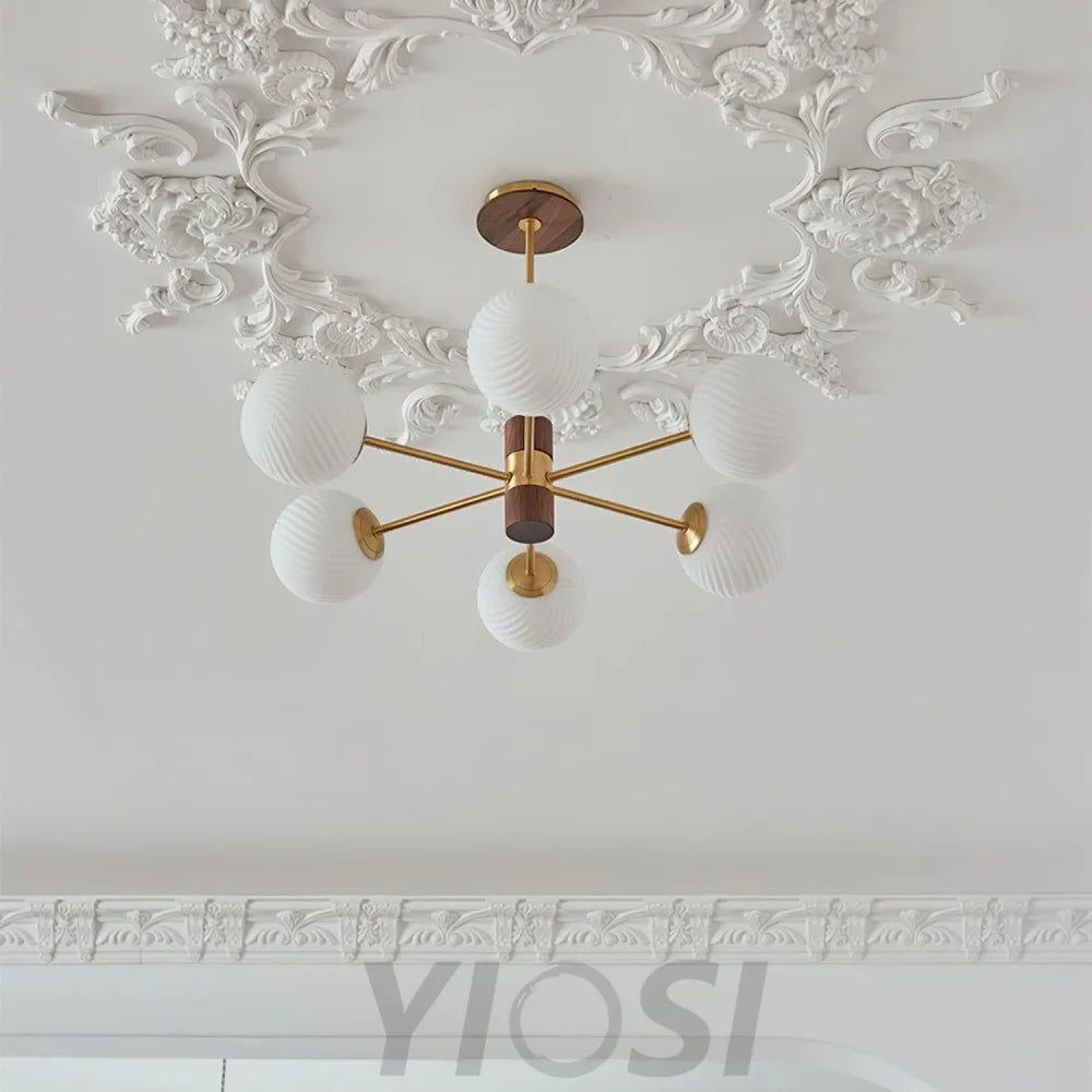Ribbed Babble Glass Chandelier with 6/9 heads - Frown-1-Yiosilamp