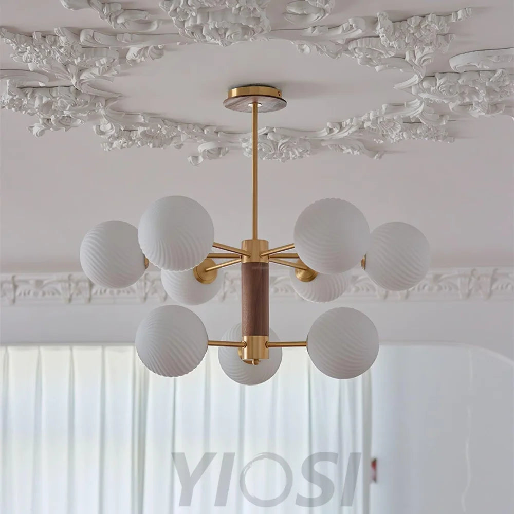 Ribbed Babble Glass Chandelier with 6/9 heads - Frown-1-Yiosilamp