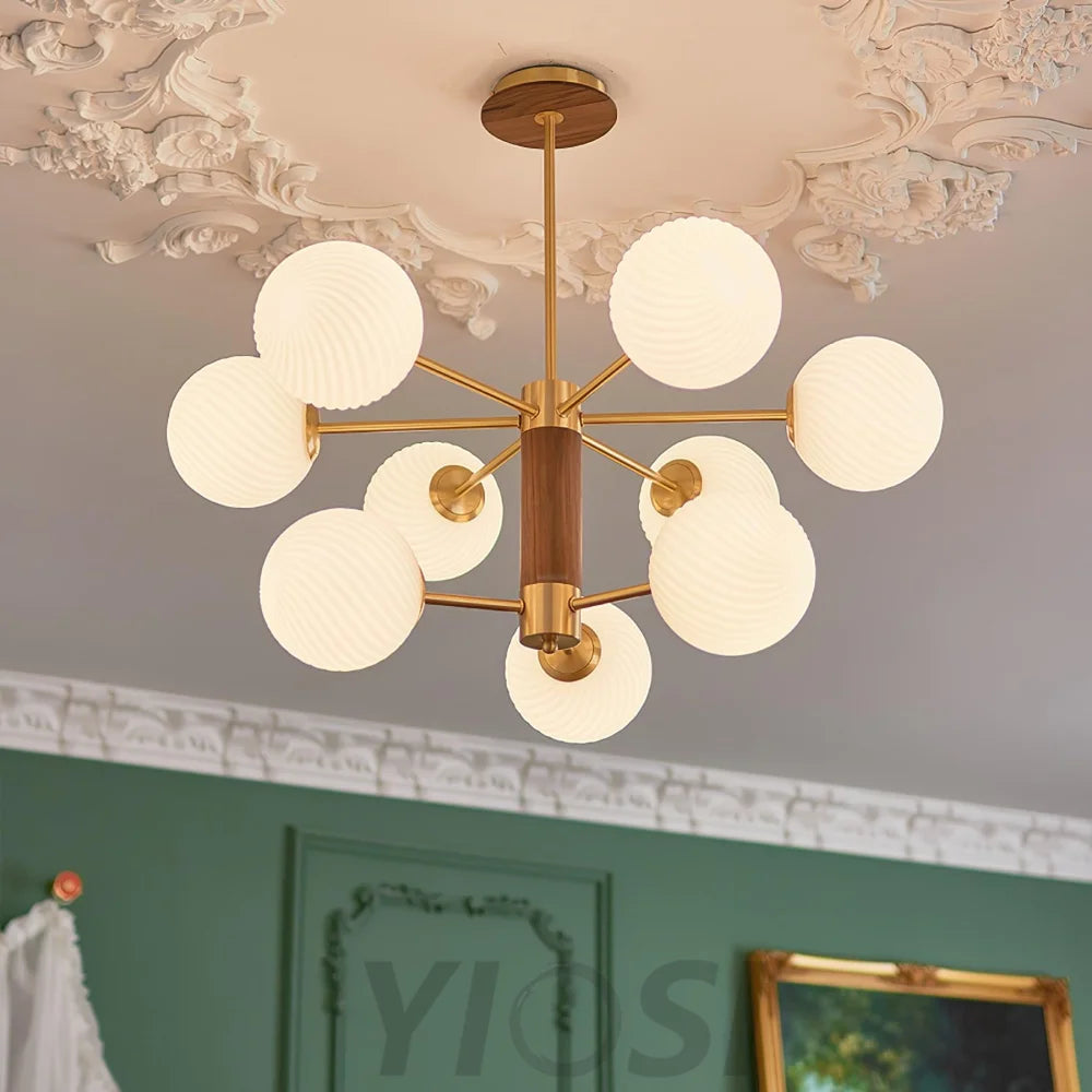 Ribbed Babble Glass Chandelier with 6/9 heads - Frown-1-Yiosilamp