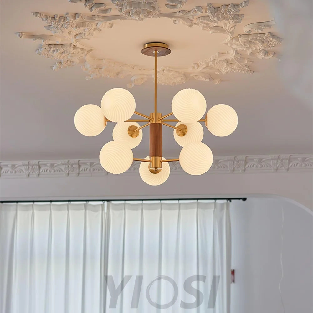 Ribbed Babble Glass Chandelier with 6/9 heads - Frown-1-Yiosilamp