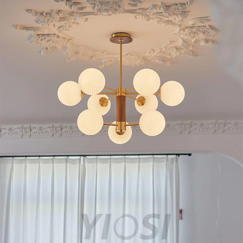 Ribbed Babble Glass Chandelier with 6/9 heads - Frown-1-Yiosilamp