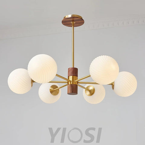 Ribbed Babble Glass Chandelier with 6/9 heads - Frown-1-Yiosilamp