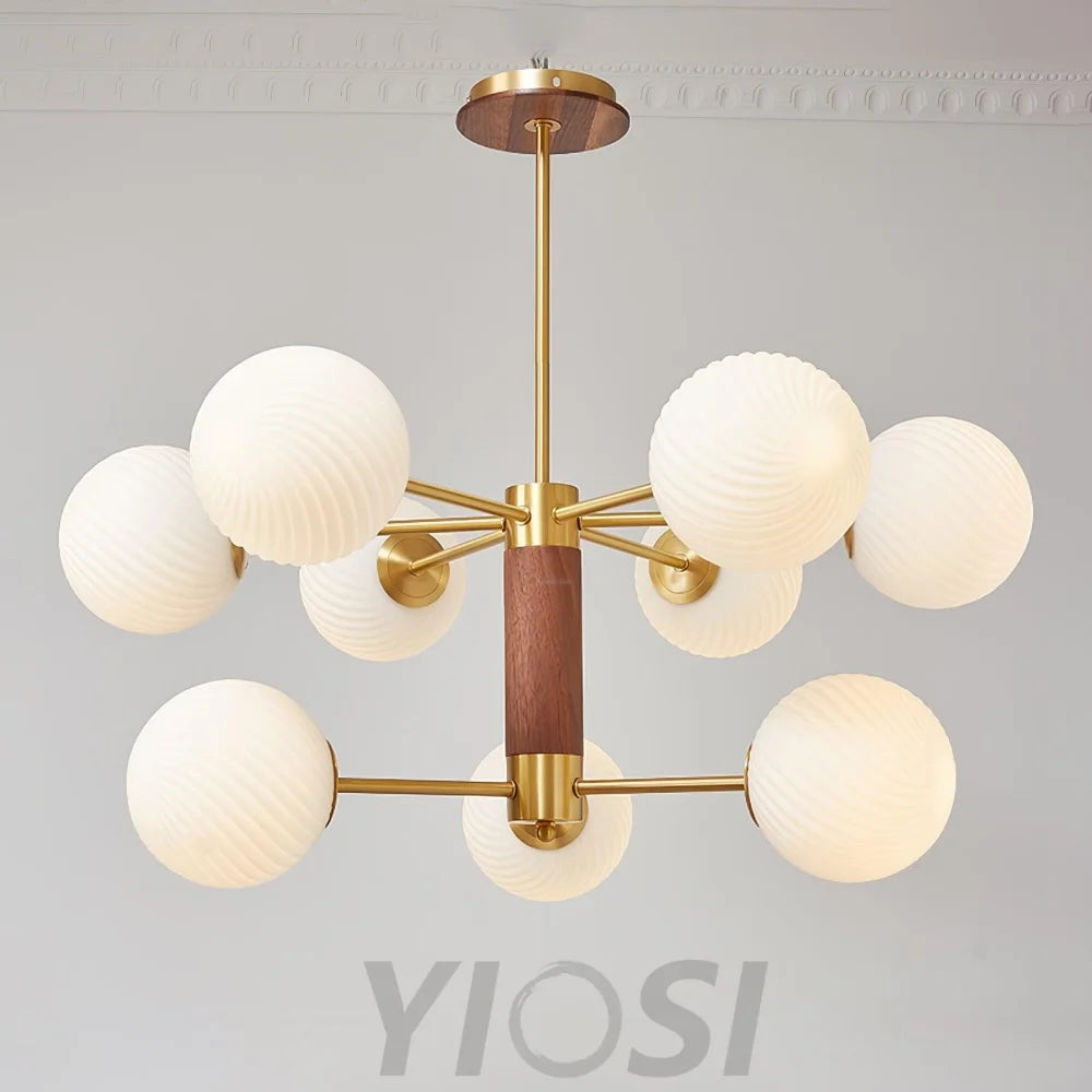 Ribbed Babble Glass Chandelier with 6/9 heads - Frown-1-Yiosilamp