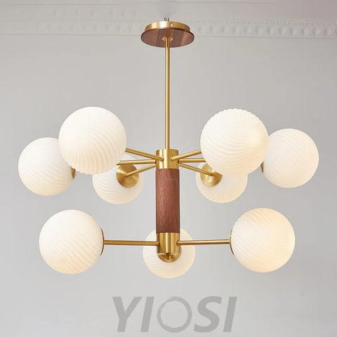 Ribbed Babble Glass Chandelier with 6/9 heads - Frown-1-Yiosilamp