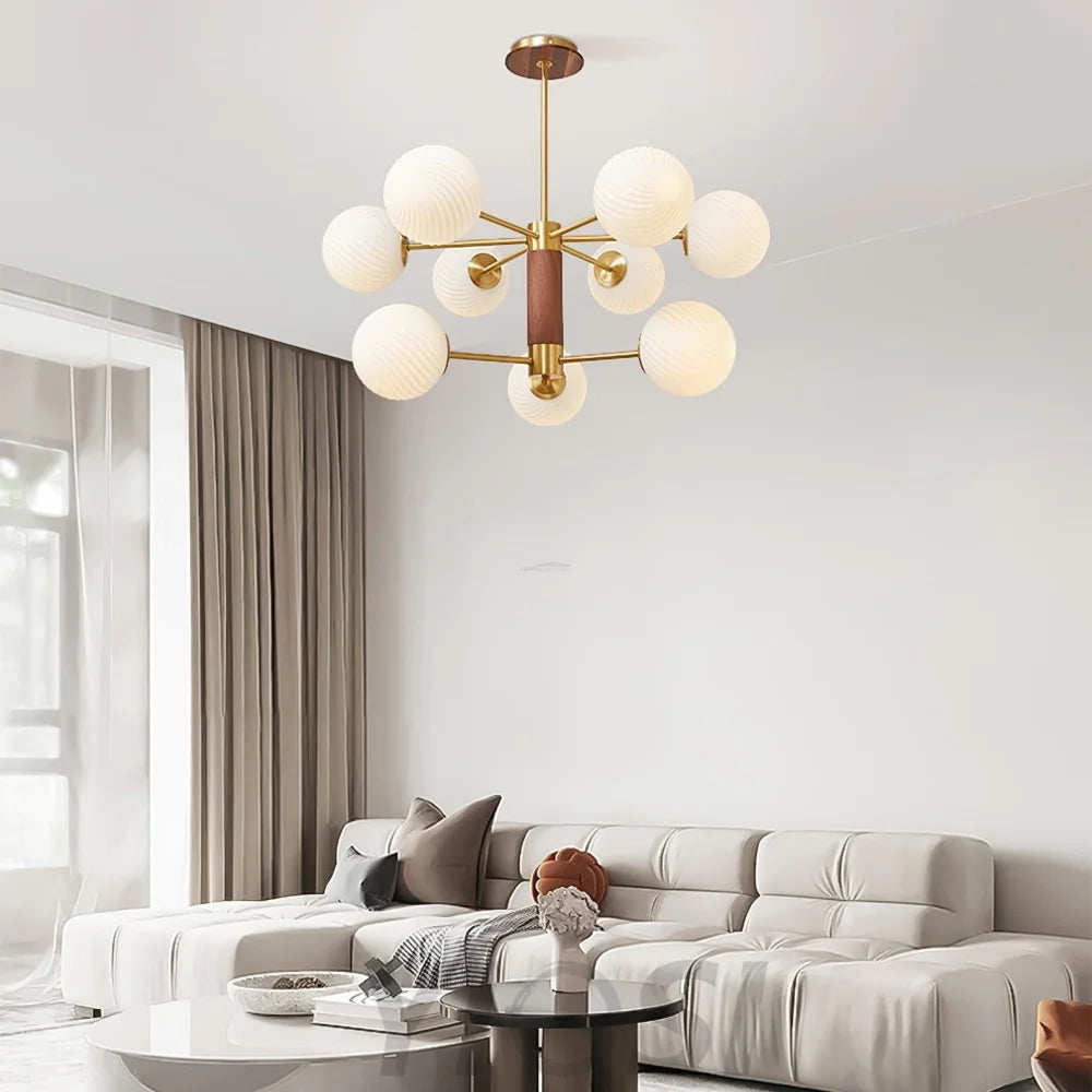 Ribbed Babble Glass Chandelier with 6/9 heads - Frown-1-Yiosilamp