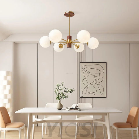 Ribbed Babble Glass Chandelier with 6/9 heads - Frown-1-Yiosilamp