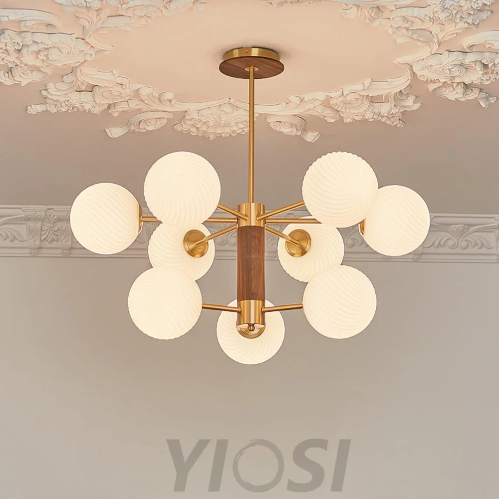 Ribbed Babble Glass Chandelier with 6/9 heads - Frown-1-Yiosilamp