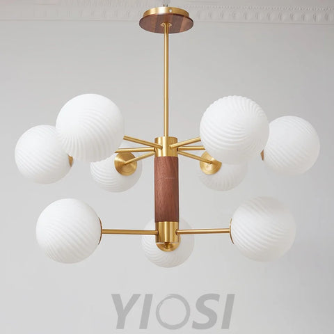 Ribbed Babble Glass Chandelier with 6/9 heads - Frown-1-Yiosilamp