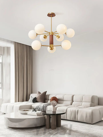 Ribbed Babble Glass Chandelier with 6/9 heads - Frown-1-Yiosilamp