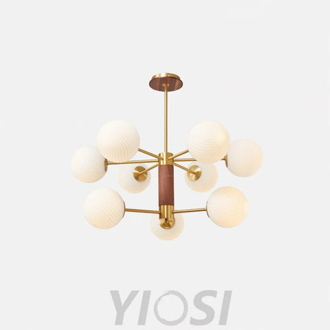 Ribbed Babble Glass Chandelier with 6/9 heads - Frown-1-Yiosilamp
