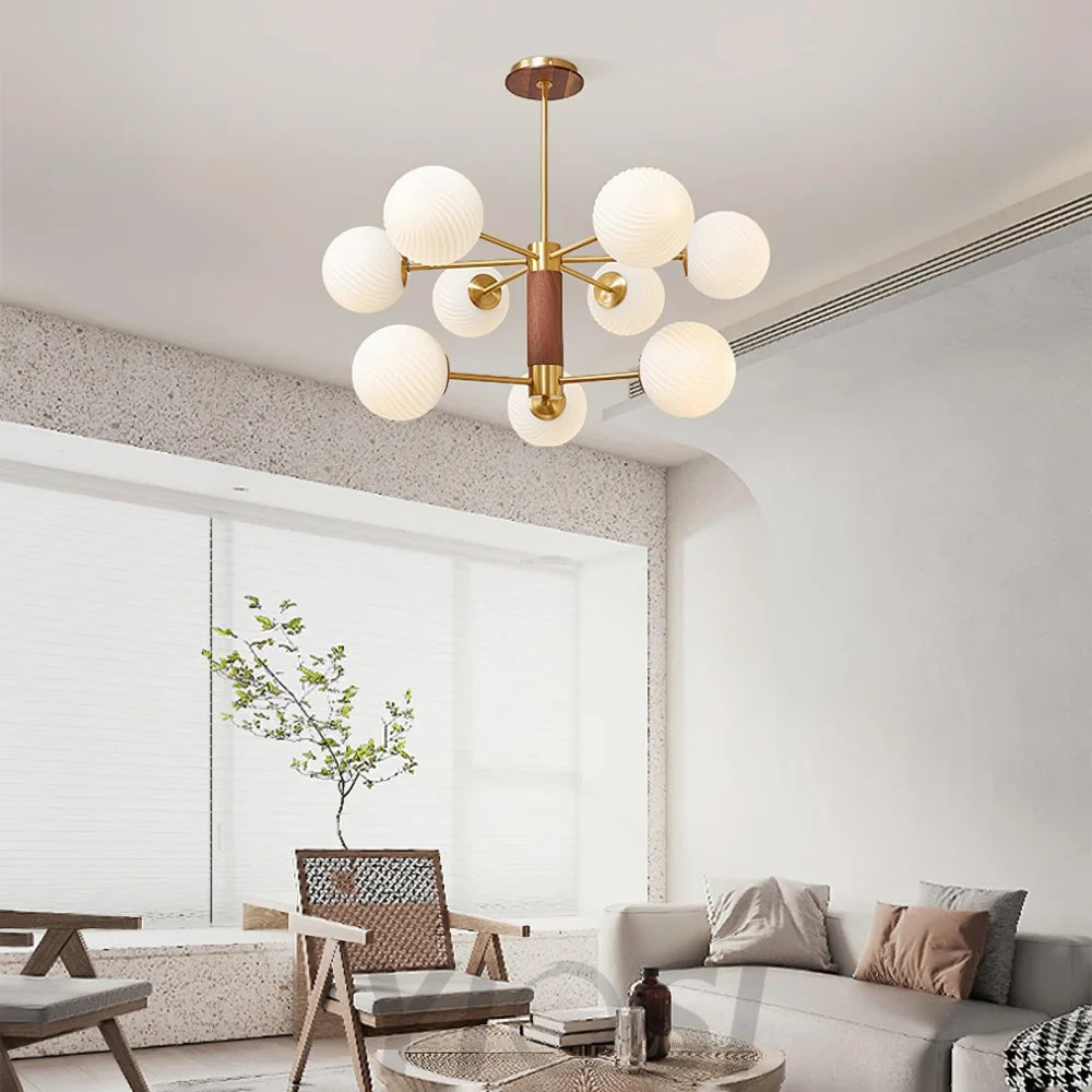 Ribbed Babble Glass Chandelier with 6/9 heads - Frown-1-Yiosilamp