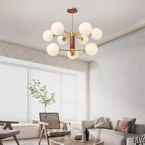 Ribbed Babble Glass Chandelier with 6/9 heads - Frown-1-Yiosilamp