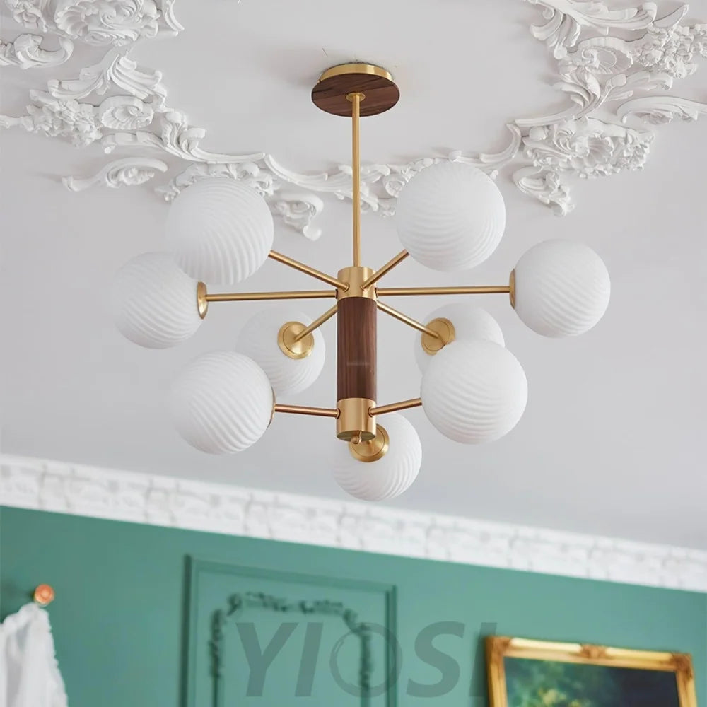 Ribbed Babble Glass Chandelier with 6/9 heads - Frown-1-Yiosilamp