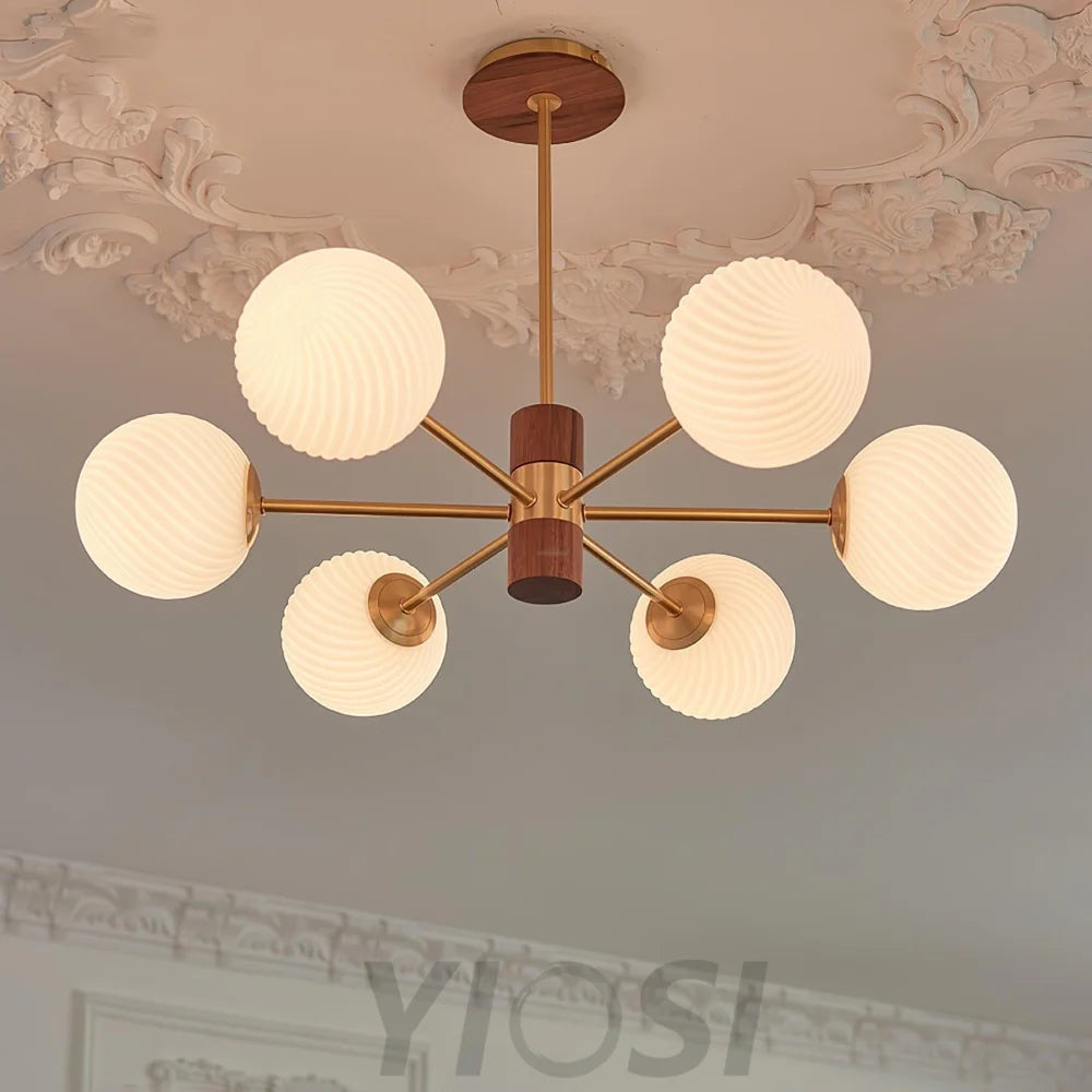 Ribbed Babble Glass Chandelier with 6/9 heads - Frown-1-Yiosilamp