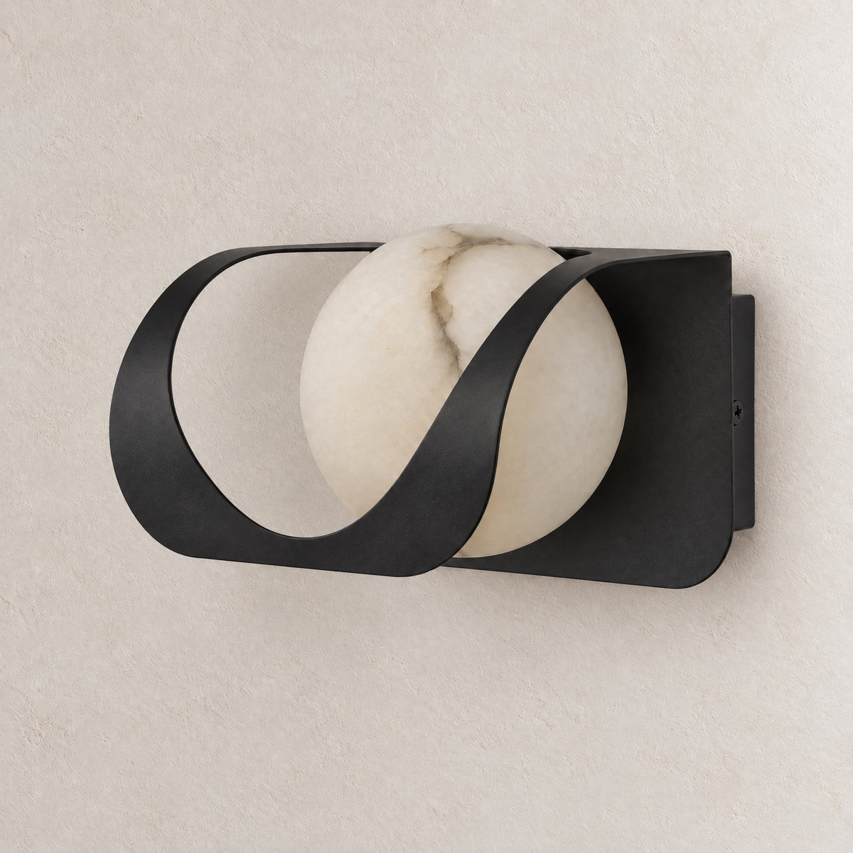 Ribbon Curve Flowing Drape Alabaster Wall Sconce – lights off