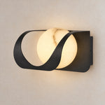 Ribbon Curve Flowing Drape Alabaster Wall Sconce – lights on