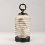 Ridged Lantern Table Alabaster – lights off