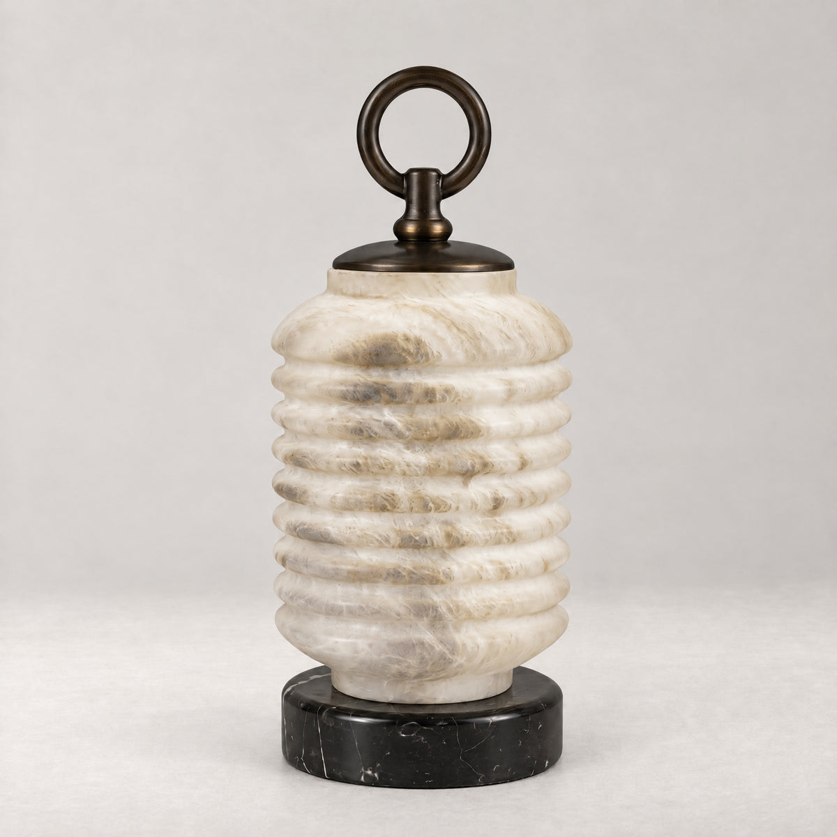 Ridged Lantern Table Alabaster – lights off