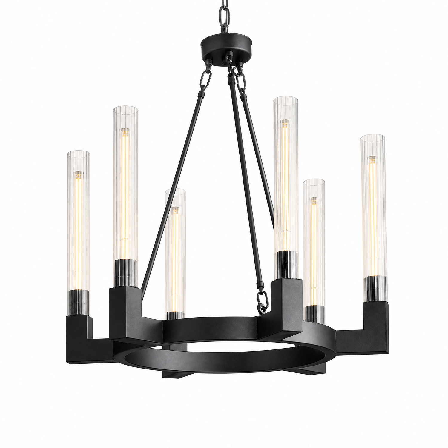 Right Angle Glass Round Pendant 600 - Black
