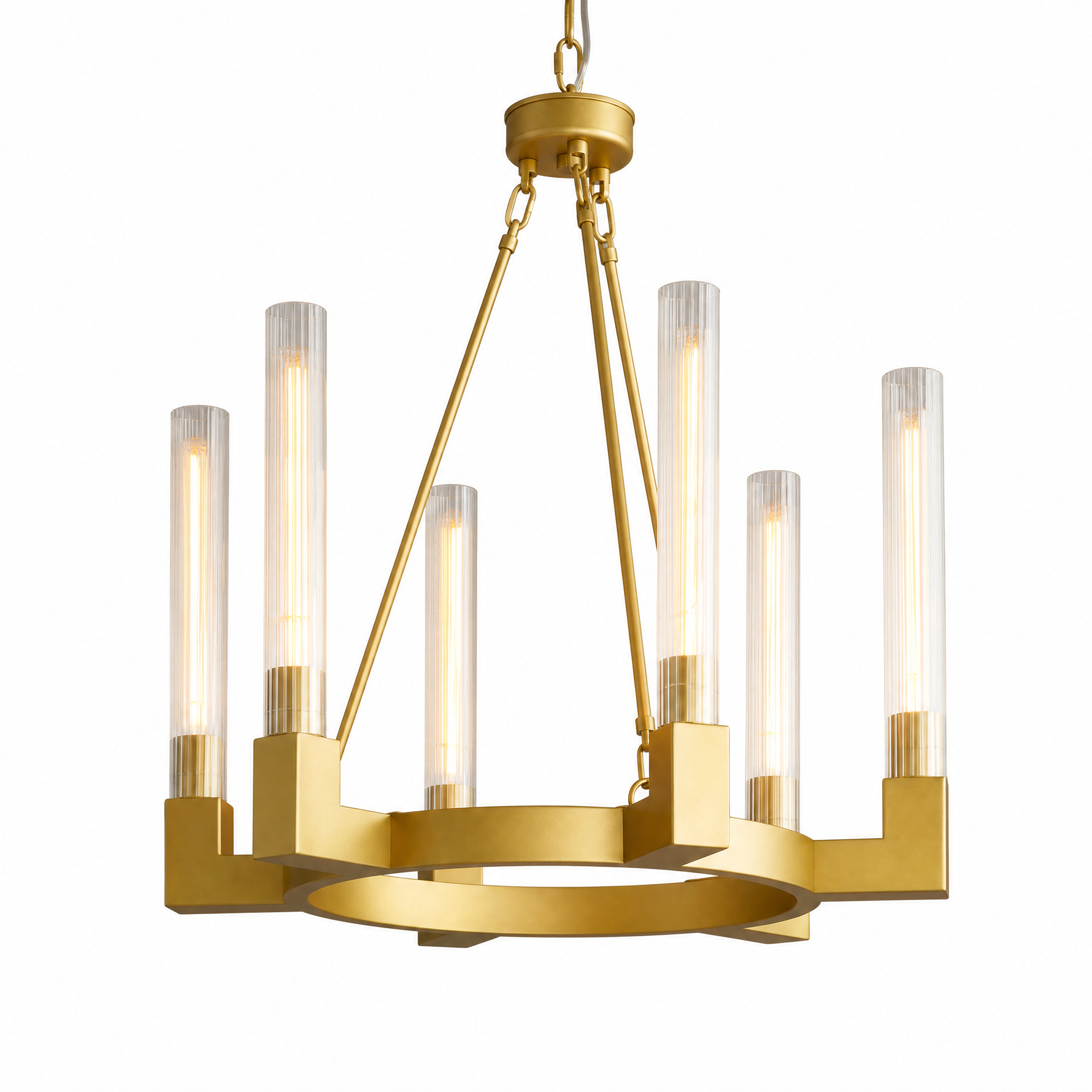 Right Angle Glass Round Pendant 600 - Copper