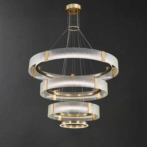 Ripple Glass Chandelier with 1/2/3 Tier - ring-1-Yiosilamp