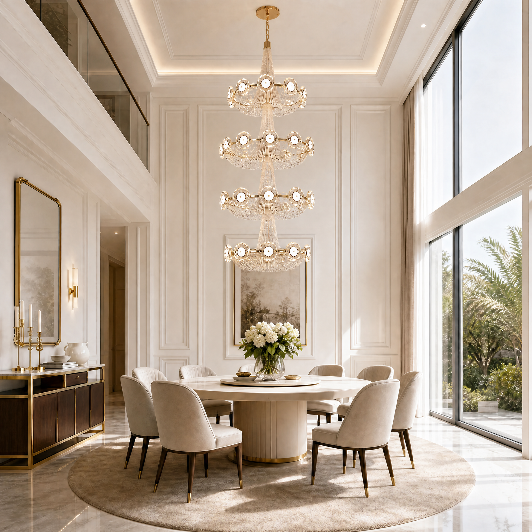 Rococo Dream Modern Sculptural Ring Chandelier