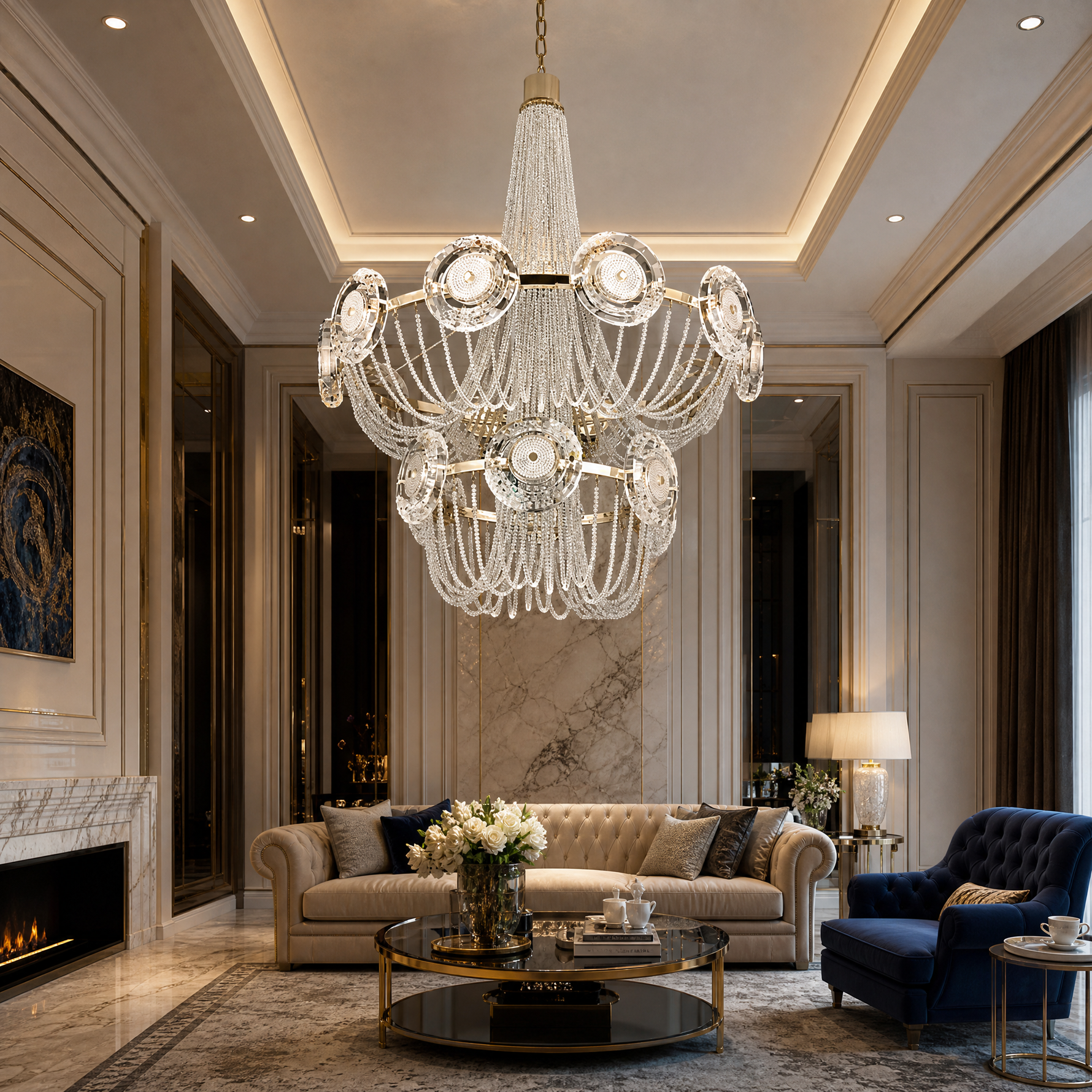 Rococo Dream Modern Sculptural Ring Chandelier - scene