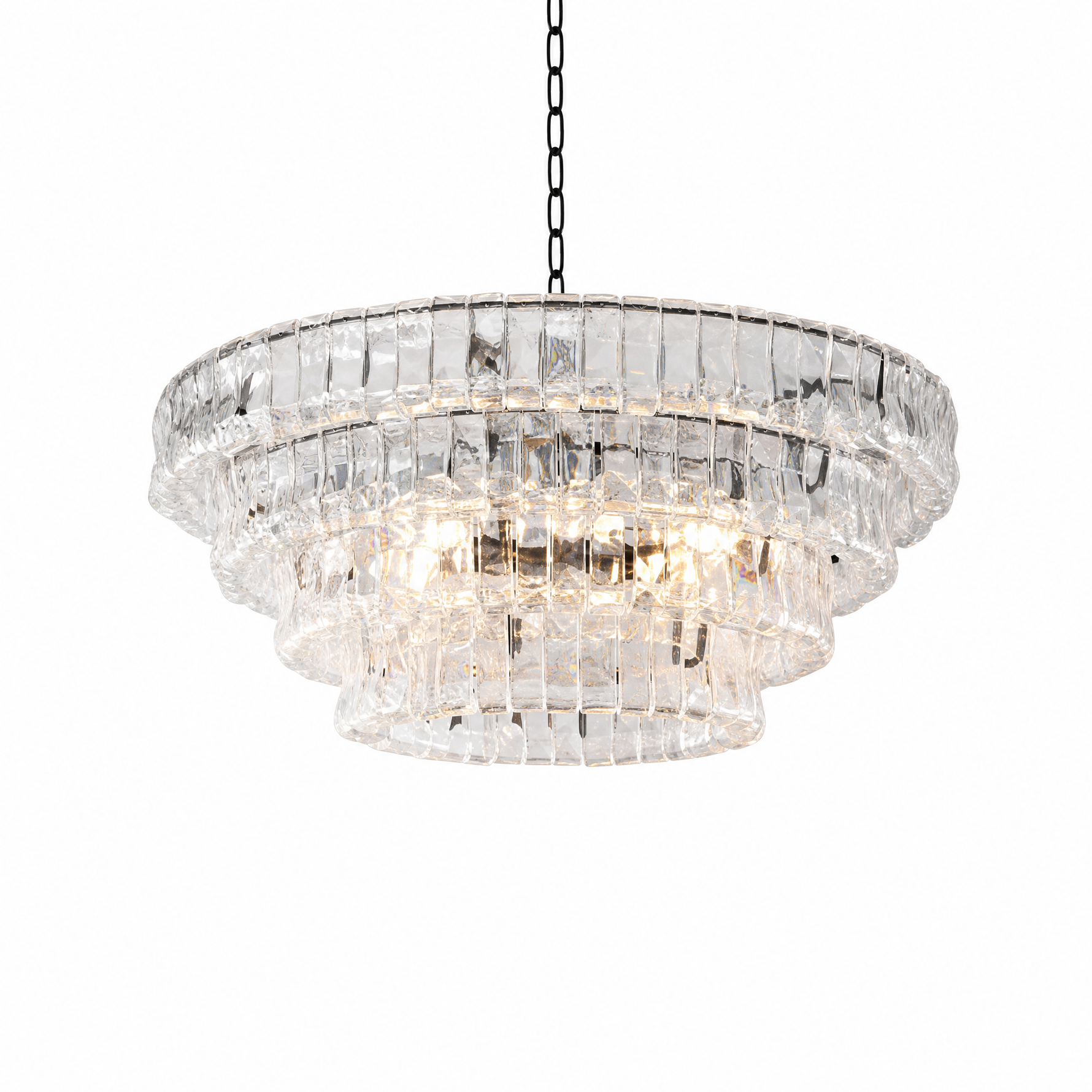 36-Inch Round Tiered Glass Chandelier