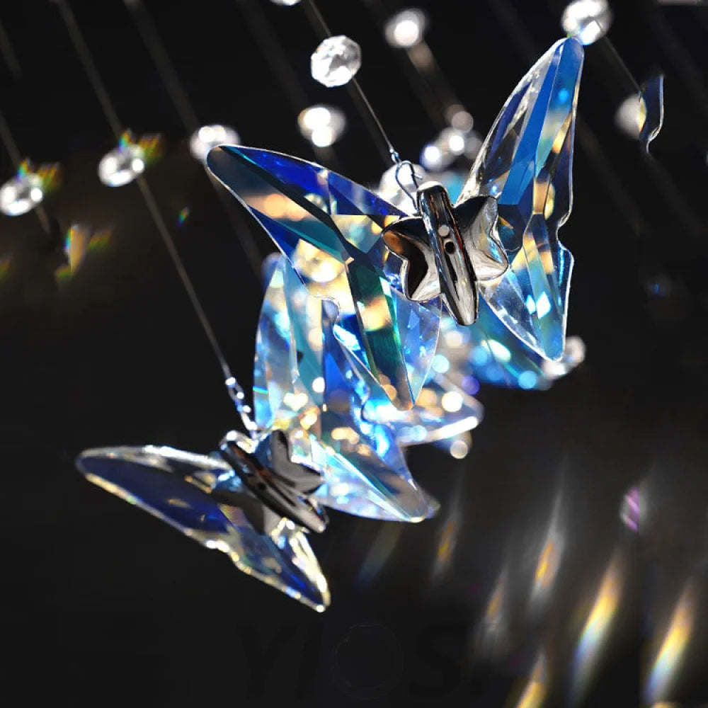 Romantic Artistic Crystal Butterfly Staircase Chandelier Pendant Light