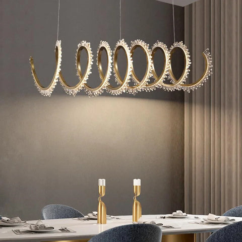 Rorie Modern Rock Crystal Spiral Chandelier Island 47.2’’ L