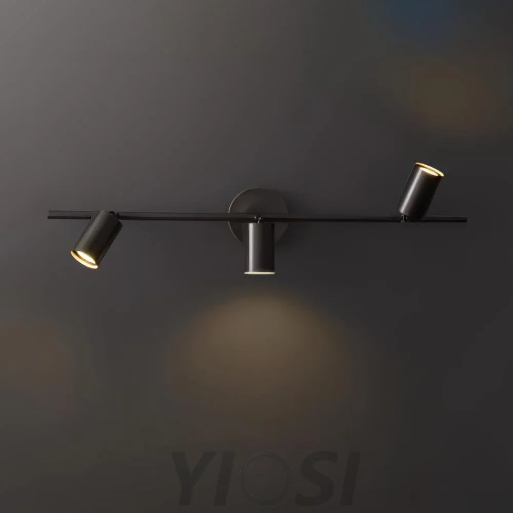 Rotatable Spotlight Wall Sconce - Black brushed gold, Bloom, Brass, Industrial-1-Yiosilamp