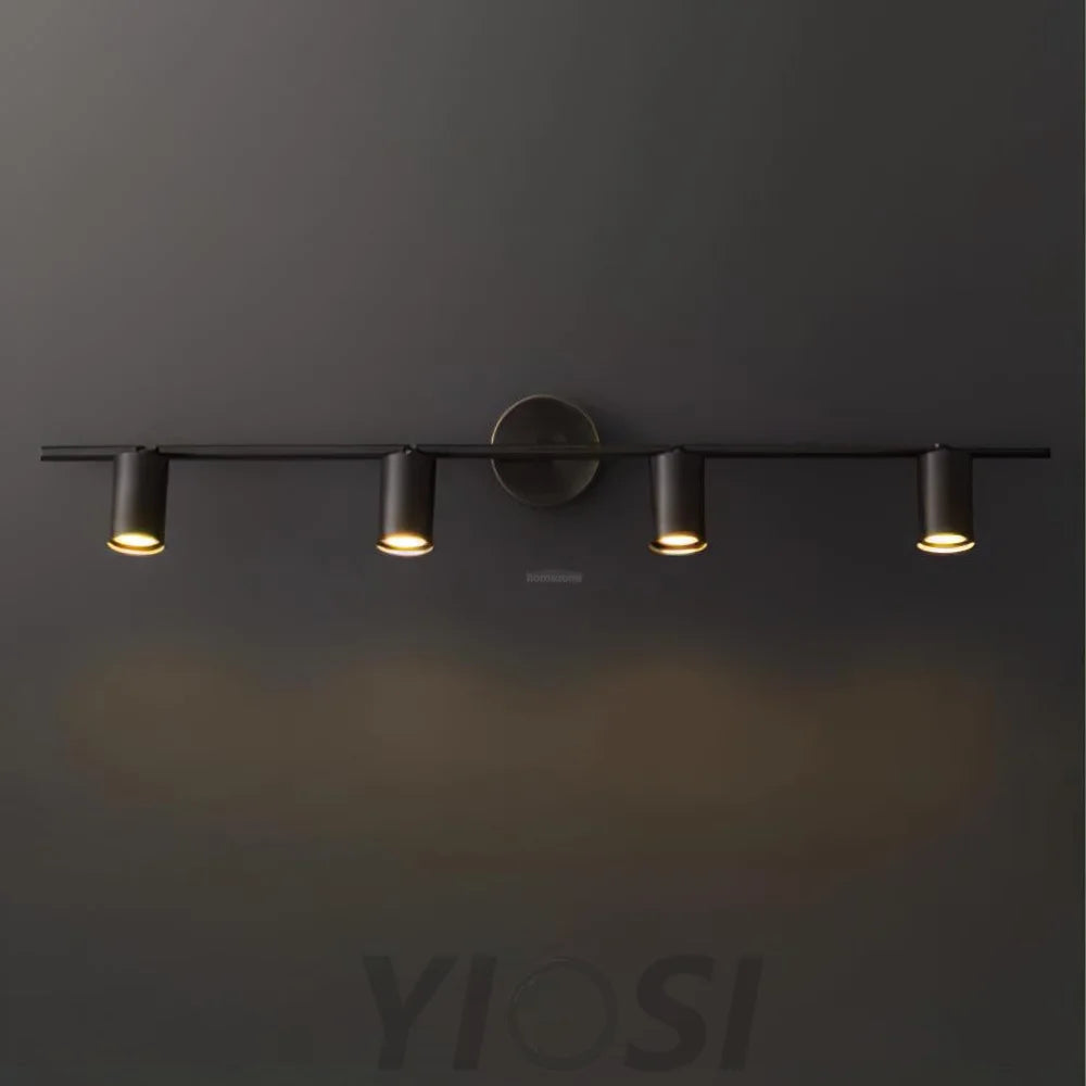 Rotatable Spotlight Wall Sconce - Black brushed gold, Bloom, Brass, Industrial-1-Yiosilamp